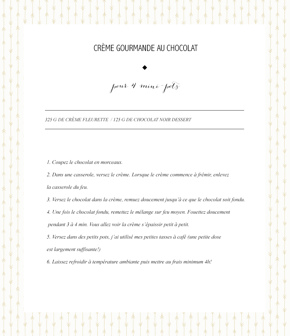Crème gourmande chocolat photo recette les bichettes